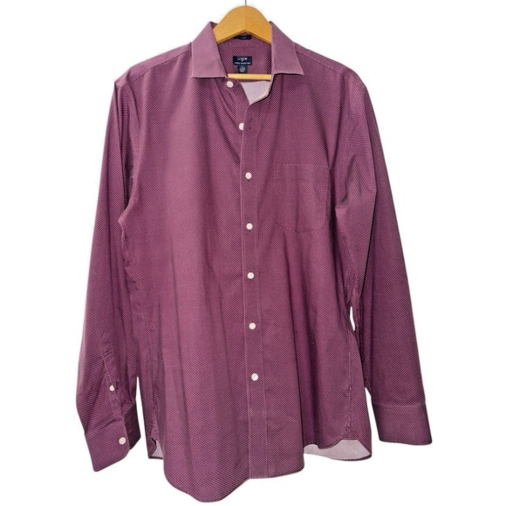 J Crew Thompson Shirt MENS LARGE 16-16.5 PRE-OWNED Purple Button Up WRINKLE FREE